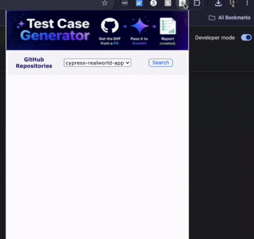 Animated preview of GeminiAI generating test cases