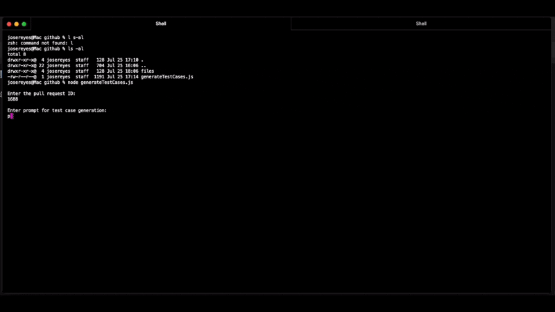 Animated preview of GeminiAI generating test cases